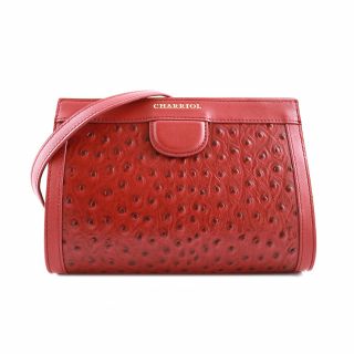 Deauville Ostrich-Crossbody bag-Bordeaux-S